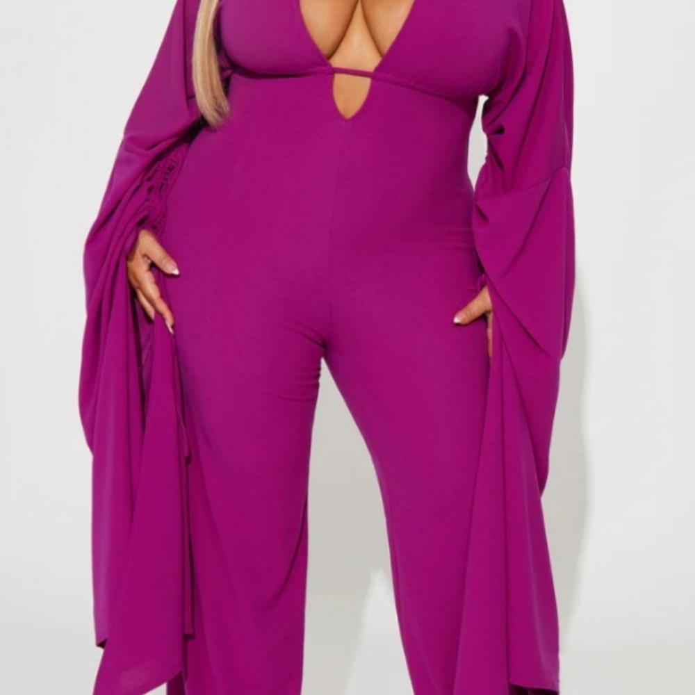 ❣️🩷Fashion Nova - Take Me There - Purple - Jumpsuit-New Arrival Size 1X💘❤️‍🩹 - Picture 4 of 6